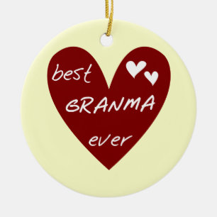 Red Heart Best Granma Ever T-shirts and Gifts Ceramic Ornament