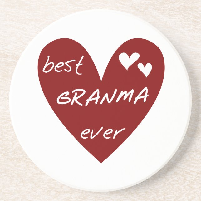 Red Heart Best Granma Ever T-shirts and Gifts Drink Coaster (Front)