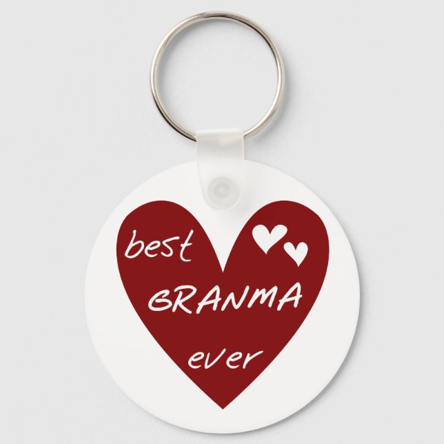 Red Heart Best Granma Ever T-shirts and Gifts Keychain (Front)