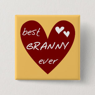 Red Heart Best Granny Ever Tshirts and Gifts Button