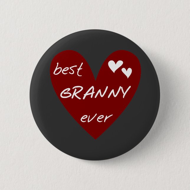 Red Heart Best Granny Ever Tshirts and Gifts Button (Front)