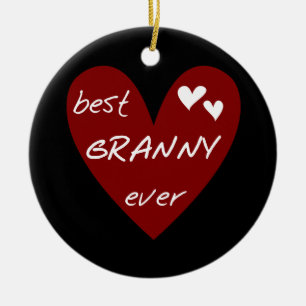 Red Heart Best Granny Ever Tshirts and Gifts Ceramic Ornament