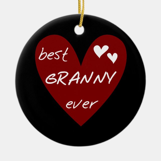 Red Heart Best Granny Ever Tshirts and Gifts Ceramic Ornament (Front)