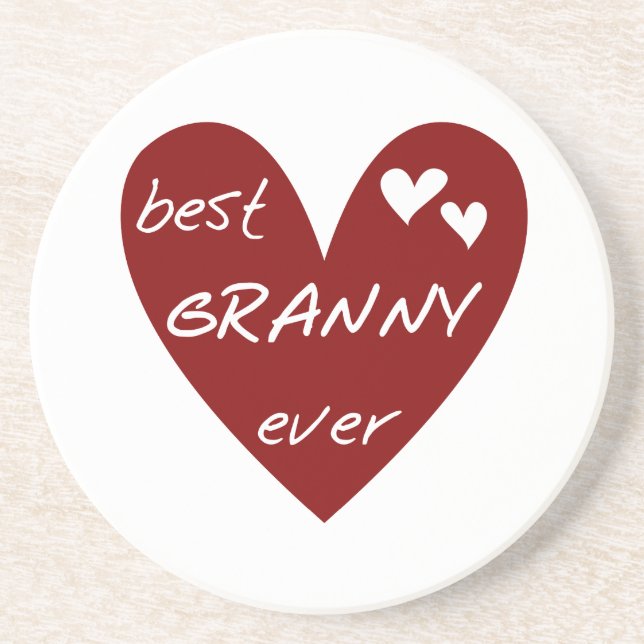 Red Heart Best Granny Ever Tshirts and Gifts Drink Coaster (Front)
