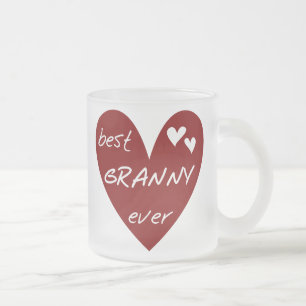 Red Heart Best Granny Ever Tshirts and Gifts Frosted Glass Coffee Mug