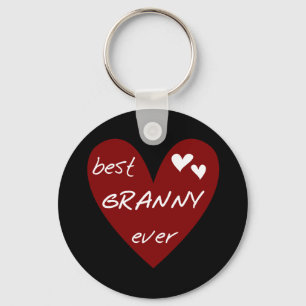 Red Heart Best Granny Ever Tshirts and Gifts Keychain