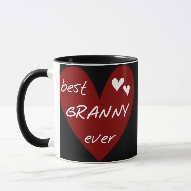 Red Heart Best Granny Ever Tshirts and Gifts Mug (Left)
