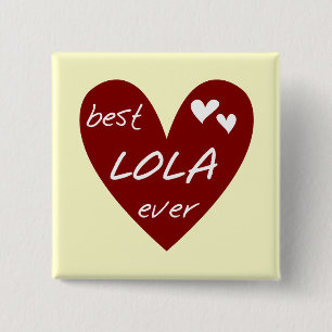 Red Heart Best Lola Ever T-shirts and Gifts Button