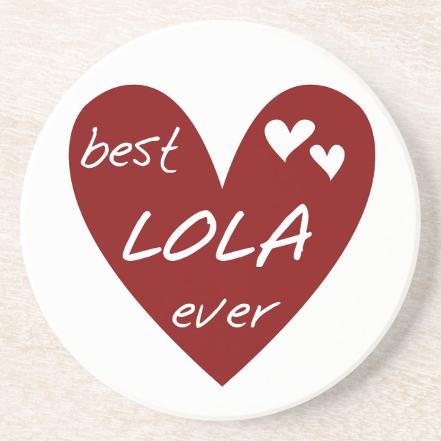 Red Heart Best Lola Ever T-shirts and Gifts Drink Coaster (Front)