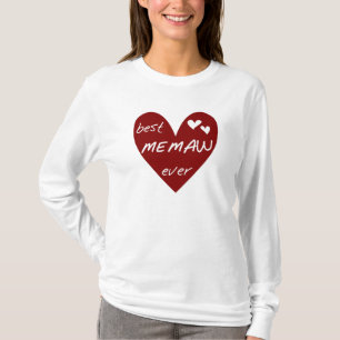 Red Heart Best Memaw Ever T-shirts and Gifts