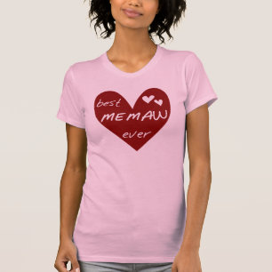 Red Heart Best Memaw Ever T-shirts and Gifts