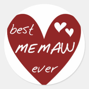 Red Heart Best Memaw Ever T-shirts and Gifts Classic Round Sticker