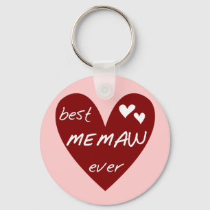 Red Heart Best Memaw Ever T-shirts and Gifts Keychain