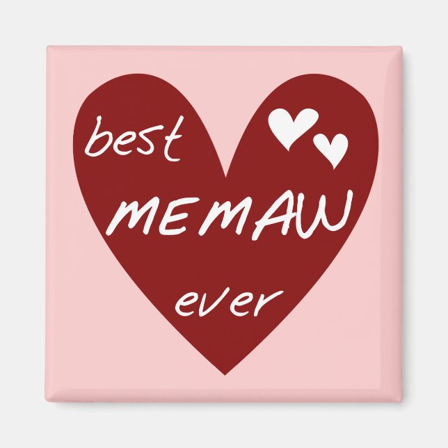 Red Heart Best Memaw Ever T-shirts and Gifts Magnet (Front)