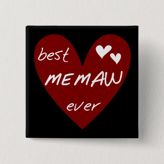 Red Heart Best Memaw Ever T-shirts and Gifts Pinback Button (Front)