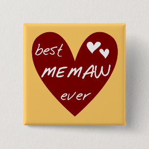 Red Heart Best Memaw Ever T-shirts and Gifts Pinback Button