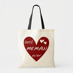 Red Heart Best Memaw Ever T-shirts and Gifts Tote Bag