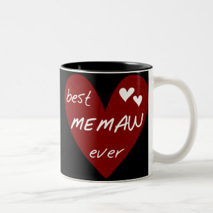 Red Heart Best Memaw Ever T-shirts and Gifts Two-Tone Coffee Mug