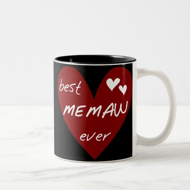 Red Heart Best Memaw Ever T-shirts and Gifts Two-Tone Coffee Mug (Right)