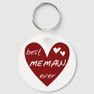 Red Heart Best Memaw Ever Tshirts and Gifts Keychain