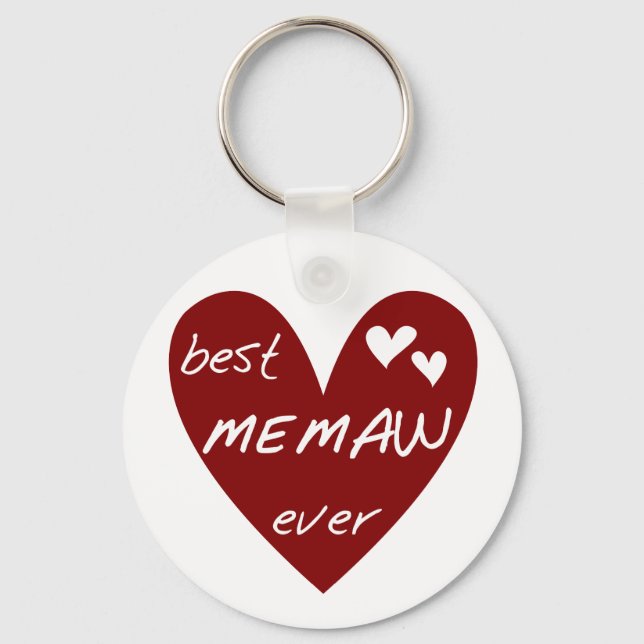 Red Heart Best Memaw Ever Tshirts and Gifts Keychain (Front)