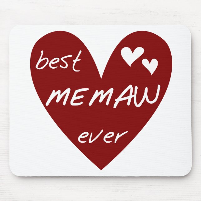 Red Heart Best Memaw Ever Tshirts and Gifts Mouse Pad (Front)