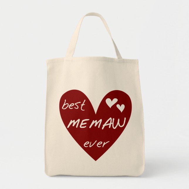 Red Heart Best Memaw Ever Tshirts and Gifts Tote Bag (Front)