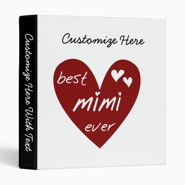 Red Heart Best Mimi Ever Tshirts and Gifts 3 Ring Binder (Front/Spine)