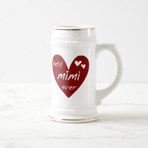 Red Heart Best Mimi Ever Tshirts and Gifts Beer Stein