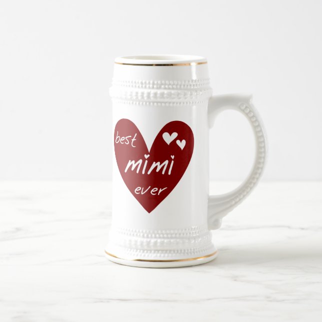 Red Heart Best Mimi Ever Tshirts and Gifts Beer Stein (Right)