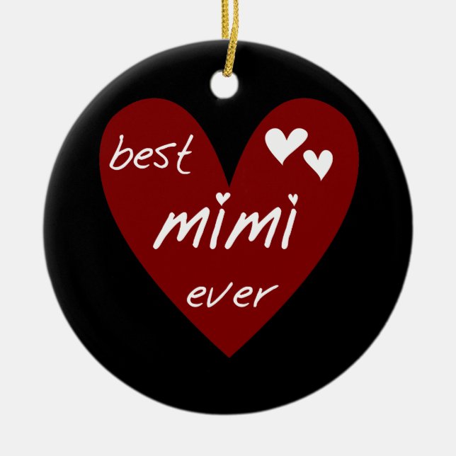 Red Heart Best Mimi Ever Tshirts and Gifts Ceramic Ornament (Front)