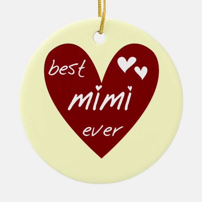 Red Heart Best Mimi Ever Tshirts and Gifts Ceramic Ornament (Front)
