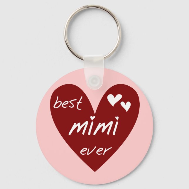 Red Heart Best Mimi Ever Tshirts and Gifts Keychain (Front)