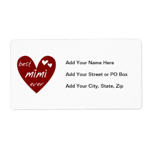 Red Heart Best Mimi Ever Tshirts and Gifts Label