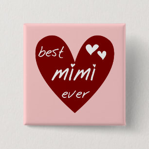Red Heart Best Mimi Ever Tshirts and Gifts Pinback Button