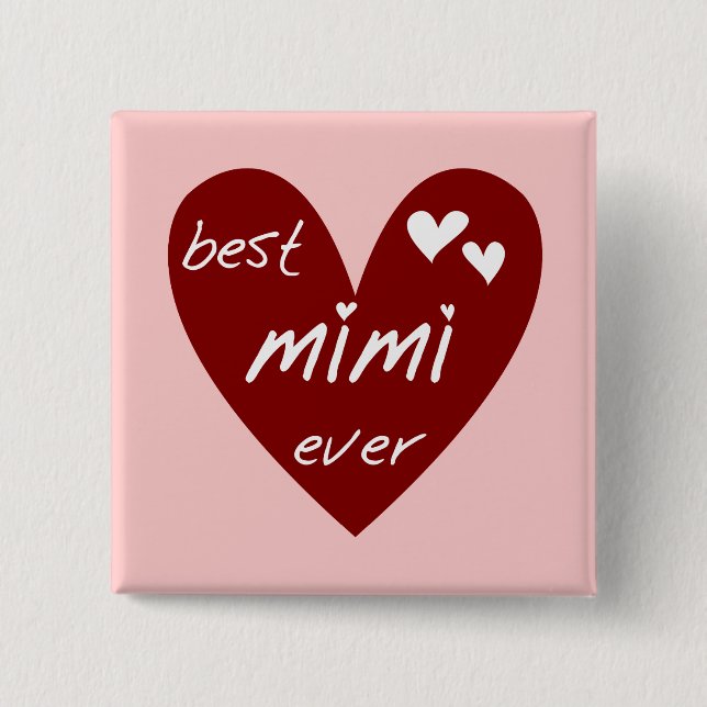 Red Heart Best Mimi Ever Tshirts and Gifts Pinback Button (Front)