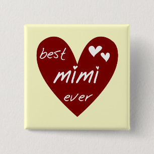 Red Heart Best Mimi Ever Tshirts and Gifts Pinback Button