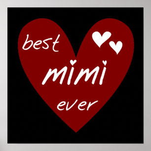 Red Heart Best Mimi Ever Tshirts and Gifts Poster