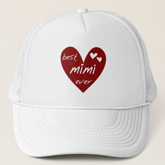 Red Heart Best Mimi Ever Tshirts and Gifts Trucker Hat (Front)