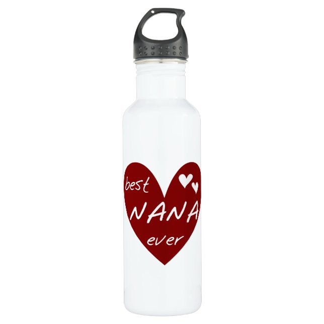 Red Heart Best Nana Ever Liberty Stainless Steel Water Bottle (Front)