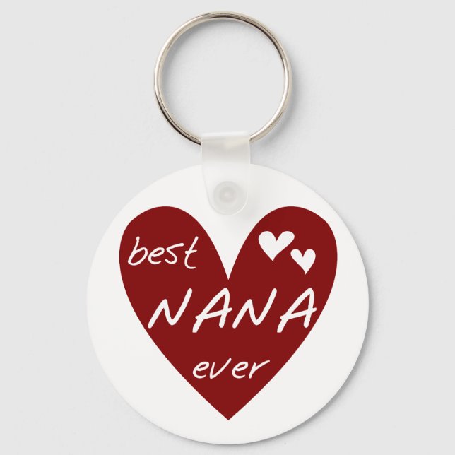 Red Heart Best Nana Ever T-shirts and Gifts Keychain (Front)
