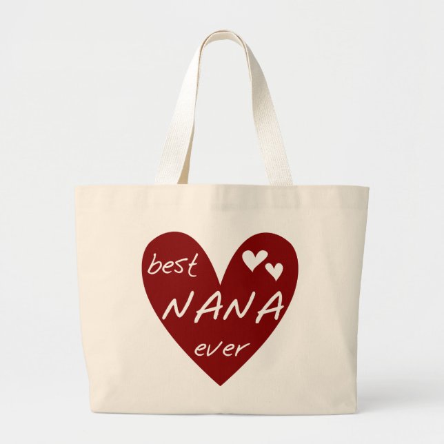 Red Heart Best Nana Ever T-shirts and Gifts Large Tote Bag (Front)