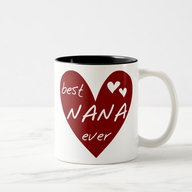 Red Heart Best Nana Ever T-shirts and Gifts Two-Tone Coffee Mug (Right)