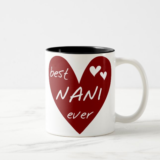 Red Heart Best Nani Ever T-shirts and GIfts Two-Tone Coffee Mug (Right)