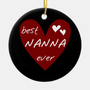 Red Heart Best Nanna Ever t-shirts and Gifts Ceramic Ornament