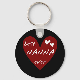 Red Heart Best Nanna Ever t-shirts and Gifts Keychain