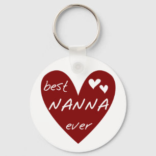 Red Heart Best Nanna Ever t-shirts and Gifts Keychain