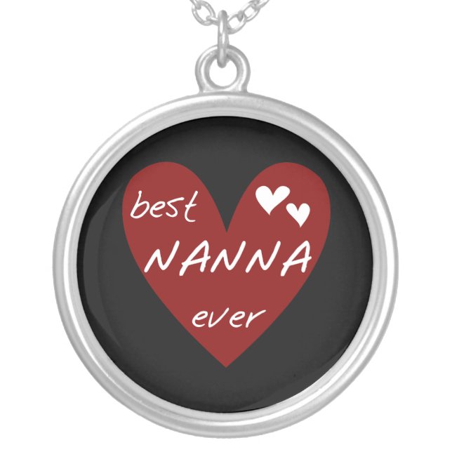 Red Heart Best Nanna Ever t-shirts and Gifts Silver Plated Necklace (Front)