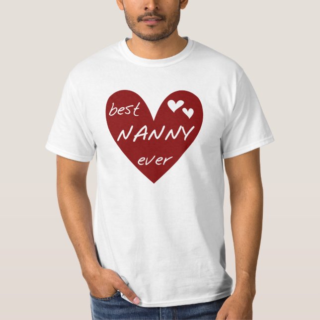 Red Heart Best Nanny Ever T-shirts and Gifts (Front)