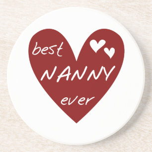 Red Heart Best Nanny Ever T-shirts and Gifts Drink Coaster
